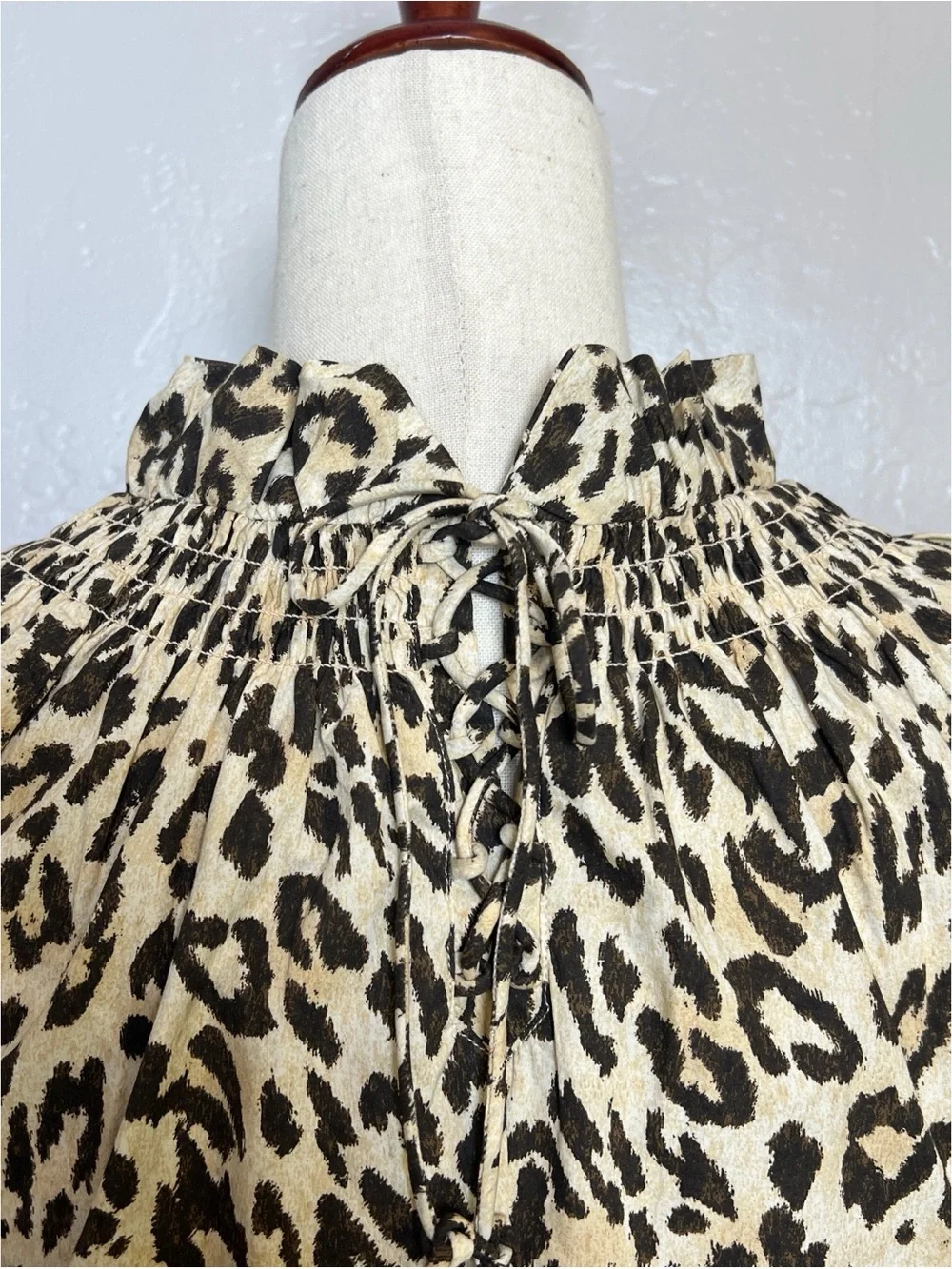 J.CREW Women’s Size XXS Leopard Print Cotton Ruffleneck Puff-Sleeve Shift Dress